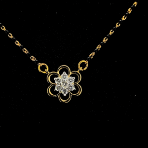 Floral Grace Pure Gold Diamond Mangalsutra Pendant